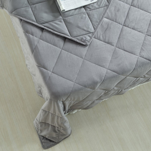 HomeRoots King Gray Quilted Weighted Blanket - 25 lbs for Calming Sleep, Breathable Comfort & Year-Round Use 531091