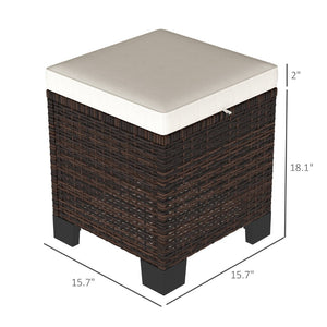 English Elm Outdoor Wicker Ottoman Set of 2 Hand Woven Pe Cube Stools for Patio or Poolside Beige,Brown T3971P443548