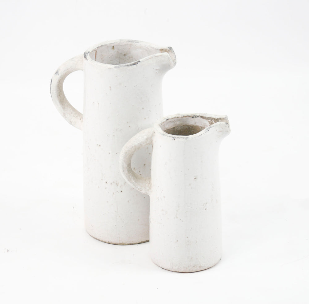 Distressed White Ceramic Pitcher (5311M) Zentique