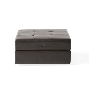 English Elm Christopher Knight Home® - DETROIT Plush Sylmar 31" Square Storage Ottoman in Brown Bonded Leather – Tufted, Versatile Seating & Hidden Stash 53110.00PU