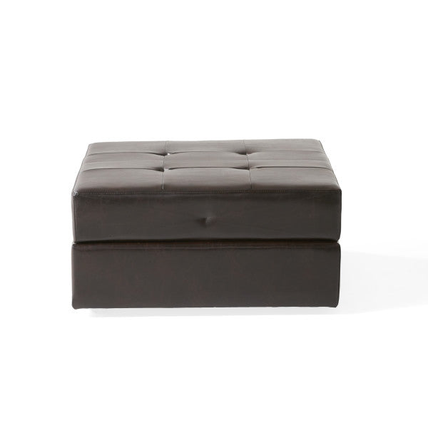 English Elm Christopher Knight Home® - DETROIT Plush Sylmar 31" Square Storage Ottoman in Brown Bonded Leather – Tufted, Versatile Seating & Hidden Stash 53110.00PU