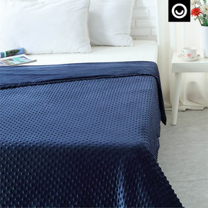 HomeRoots Twin Navy Blue Woven Weighted Blanket - 15 lbs of Soft Comfort for Better Sleep & Relaxation Therapy 531104