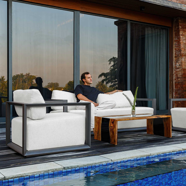 Uttermost Remsen Outdoor Lounge Chair with Durable Frame and Plush Cushion for Coastal Living