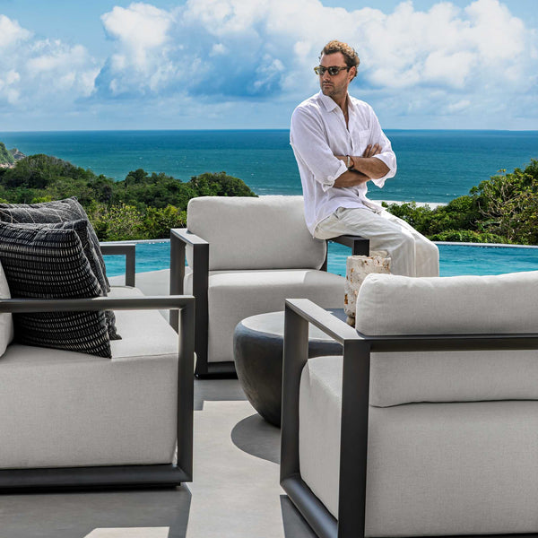 Uttermost Remsen Outdoor Lounge Chair with Durable Frame and Plush Cushion for Coastal Living