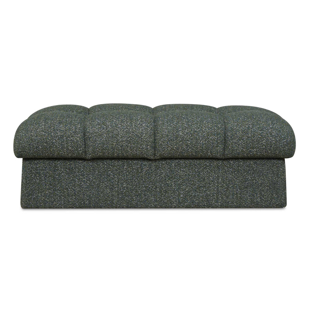 Uttermost Uttermost Harlem Block Tufted Upholstered Bench in Woven Moss and Blue Fabric 53111