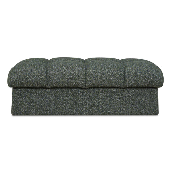 Uttermost Uttermost Harlem Block Tufted Upholstered Bench in Woven Moss and Blue Fabric 53111