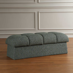 Uttermost Harlem Block Tufted Upholstered Bench in Woven Moss and Blue Fabric