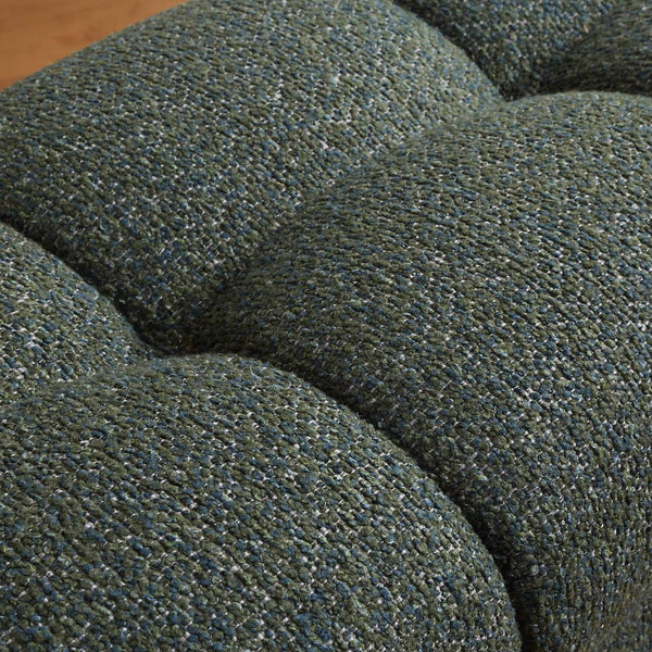 Uttermost Harlem Block Tufted Upholstered Bench in Woven Moss and Blue Fabric