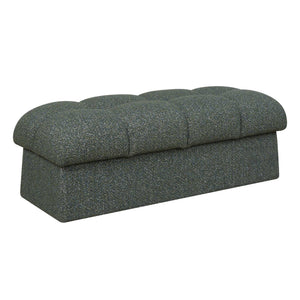 Uttermost Harlem Block Tufted Upholstered Bench in Woven Moss and Blue Fabric
