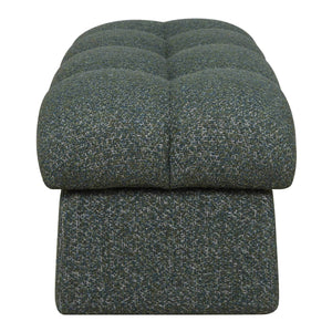 Uttermost Harlem Block Tufted Upholstered Bench in Woven Moss and Blue Fabric