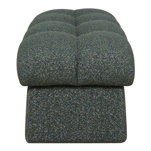 Uttermost Harlem Block Tufted Upholstered Bench in Woven Moss and Blue Fabric