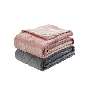 HomeRoots Twin Blush Quilted Weighted Blanket - 12 lb Soft Polyester for Ultimate Comfort and Restful Sleep 531125
