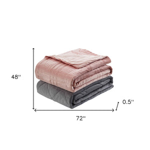HomeRoots Twin Blush Quilted Weighted Blanket - 12 lb Soft Polyester for Ultimate Comfort and Restful Sleep 531125