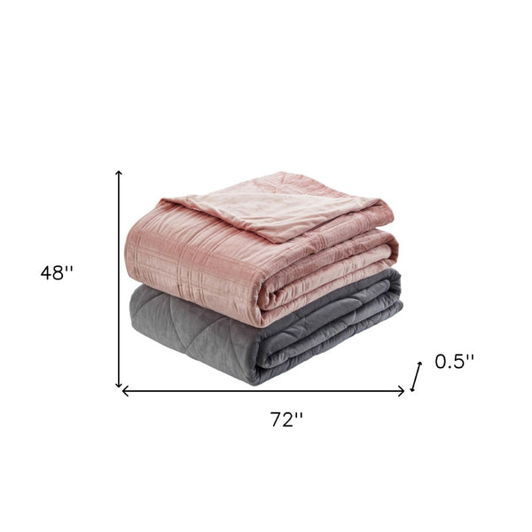 HomeRoots Twin Blush Quilted Weighted Blanket - 12 lb Soft Polyester for Ultimate Comfort and Restful Sleep 531125