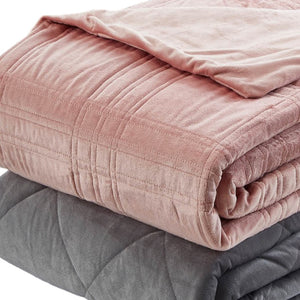 HomeRoots Twin Blush Quilted Weighted Blanket - 12 lb Soft Polyester for Ultimate Comfort and Restful Sleep 531125