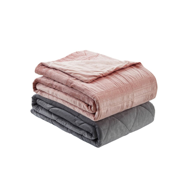 HomeRoots Twin Blush Quilted Weighted Blanket - 12 lb Soft Polyester for Ultimate Comfort and Restful Sleep 531125