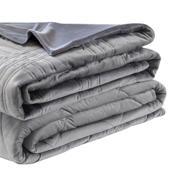 Homeroots 48" X 72" Gray Velvet Quilted Weighted Blanket Grey Velvet 531126