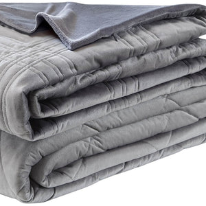 Homeroots 48" X 72" Gray Velvet Quilted Weighted Blanket Grey Velvet 531126
