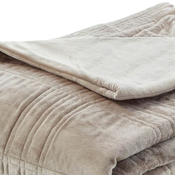 Homeroots 48" X 72" Taupe Velvet Quilted Weighted Blanket Taupe Velvet 531128
