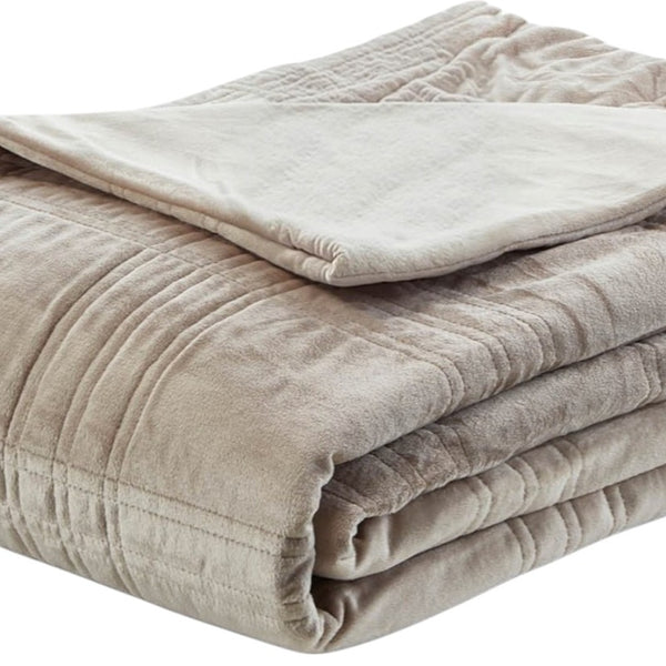 Homeroots 48" X 72" Taupe Velvet Quilted Weighted Blanket Taupe Velvet 531128