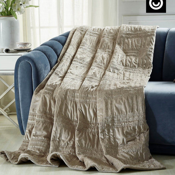 HomeRoots Twin Taupe Quilted Weighted Blanket - 15 lbs of Cozy Comfort for Better Sleep & Relaxation Year-Round 531132