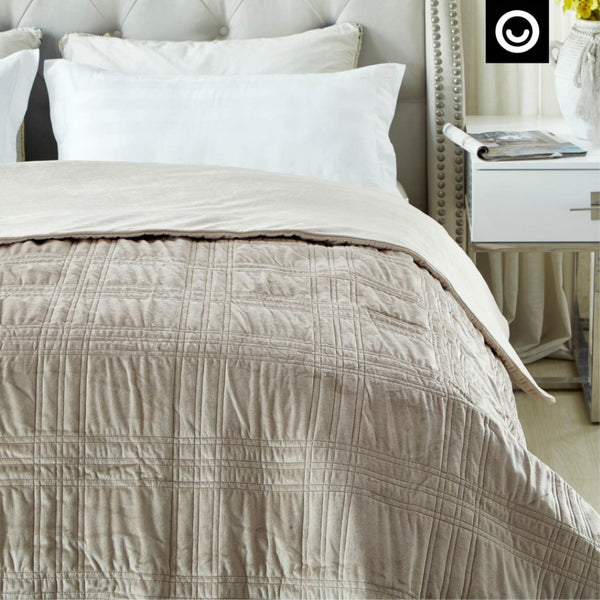 HomeRoots Twin Taupe Quilted Weighted Blanket - 15 lbs of Cozy Comfort for Better Sleep & Relaxation Year-Round 531132