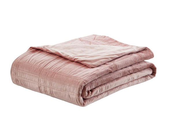 Homeroots 72" X 80" Blush Velvet Quilted Weighted Blanket Blush Velvet 531133