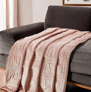 Homeroots 72" X 80" Blush Velvet Quilted Weighted Blanket Blush Velvet 531133