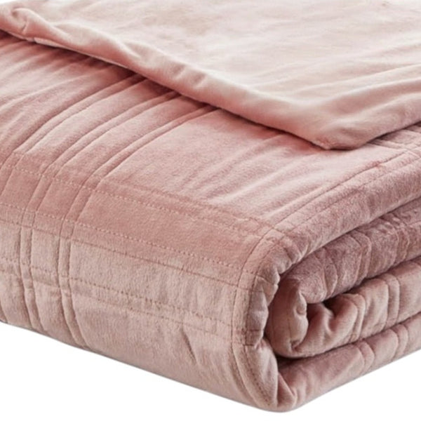 Homeroots 72" X 80" Blush Velvet Quilted Weighted Blanket Blush Velvet 531133