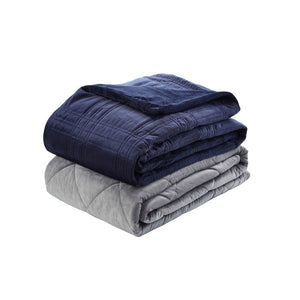 HomeRoots Queen Navy Blue Quilted Weighted Blanket - 20 lbs of Comfort for Better Sleep & Stress Relief 531138