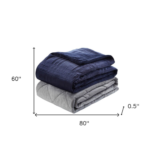HomeRoots Queen Navy Blue Quilted Weighted Blanket - 20 lbs of Comfort for Better Sleep & Stress Relief 531138