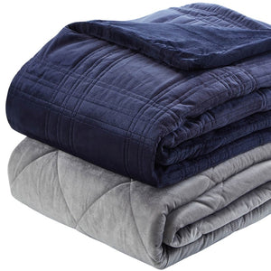 HomeRoots Queen Navy Blue Quilted Weighted Blanket - 20 lbs of Comfort for Better Sleep & Stress Relief 531138