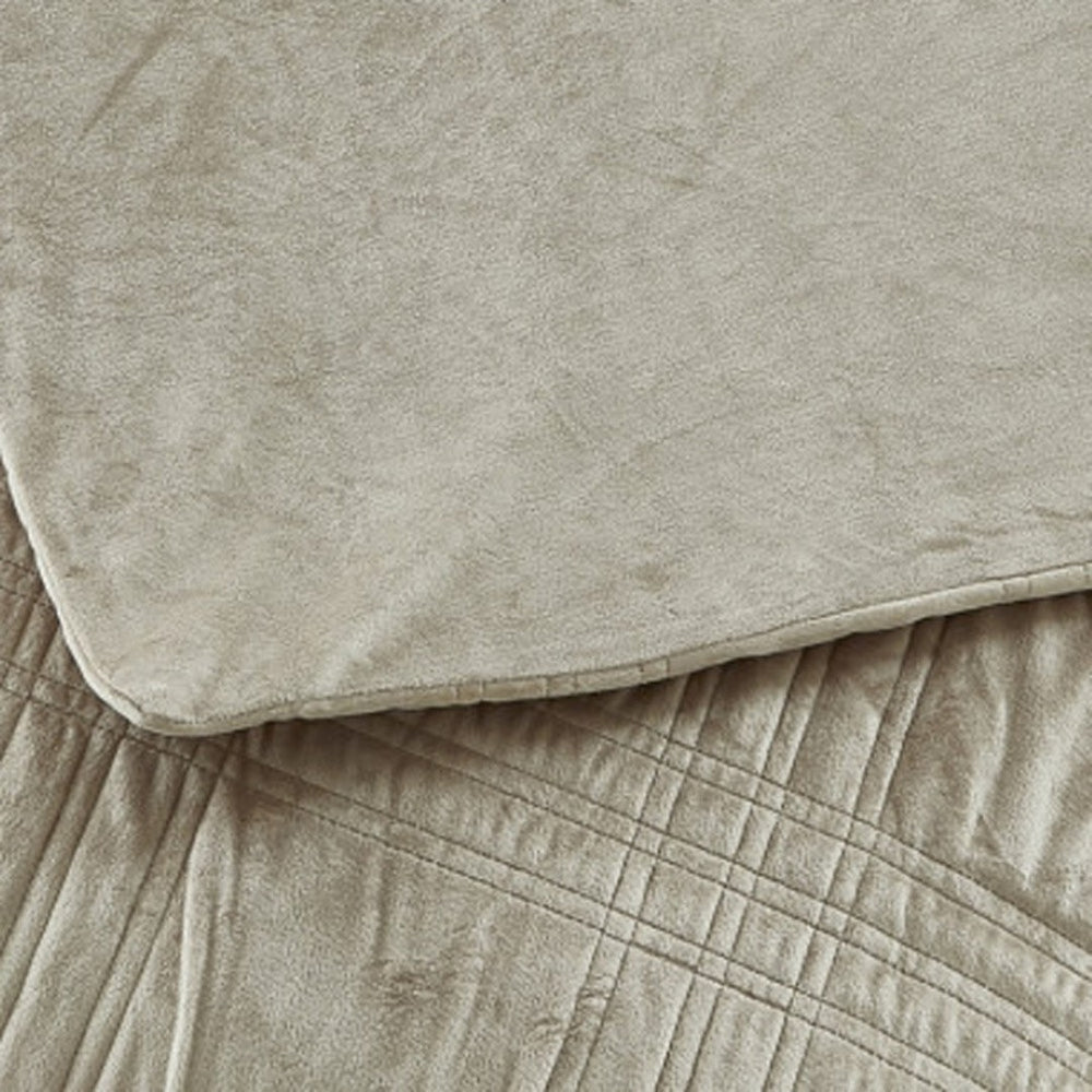 HomeRoots King Taupe Quilted Weighted Blanket - 20 lbs of Comfort for Stress Relief, Sleep & Style 531139