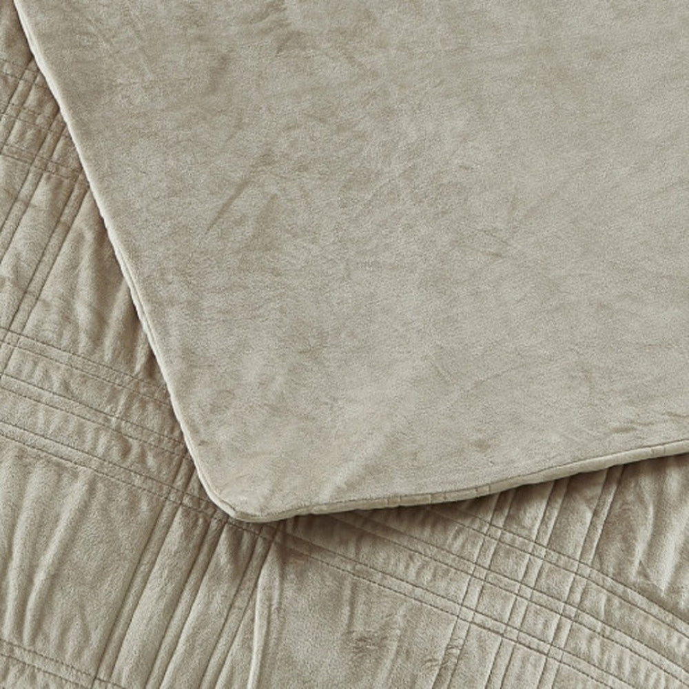 HomeRoots King Taupe Quilted Weighted Blanket - 20 lbs of Comfort for Stress Relief, Sleep & Style 531139