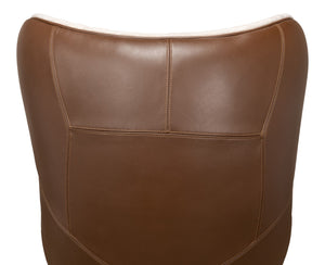 Sarreid Jacobean Luxurious 20th Century Egg Chair In Cocoa Nut Brown Leather With Natural Shearling Interior Brown  53113