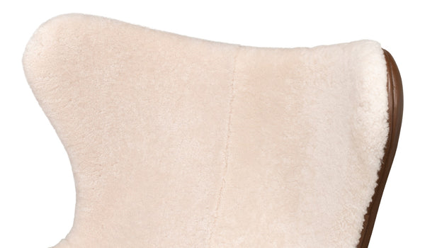 Sarreid Jacobean Luxurious 20th Century Egg Chair In Cocoa Nut Brown Leather With Natural Shearling Interior Brown  53113