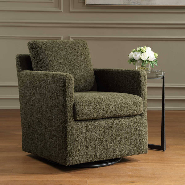 Uttermost Tisdell Swivel Glider Accent Chair Plush Upholstered Seating for Modern Living Rooms