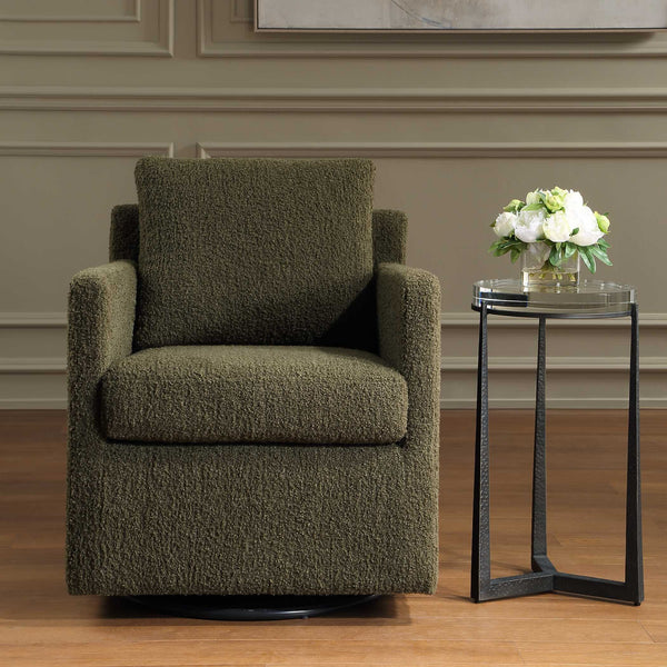 Uttermost Tisdell Swivel Glider Accent Chair Plush Upholstered Seating for Modern Living Rooms