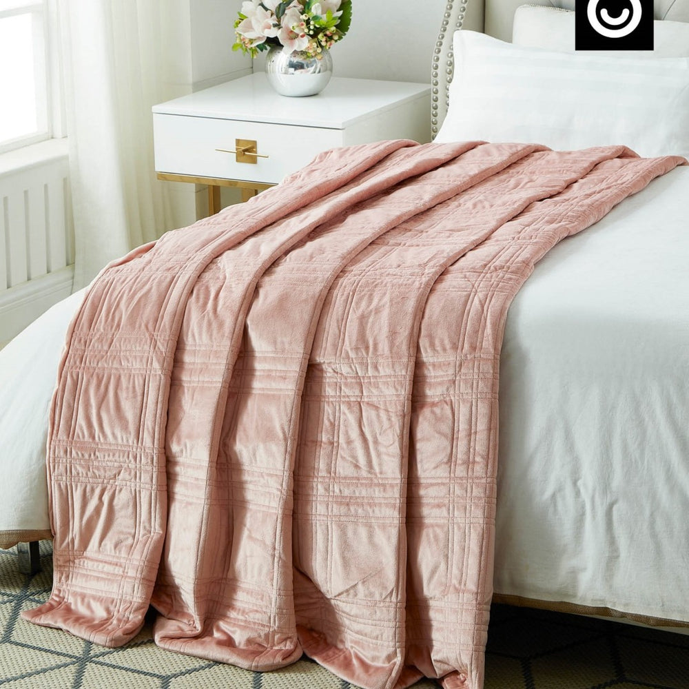 HomeRoots King Blush Quilted 25 Pound Weighted Blanket - Cozy, Breathable Comfort for Relaxing Sleep & Style 531141
