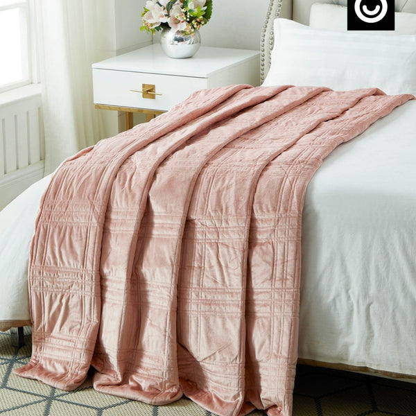 HomeRoots King Blush Quilted 25 Pound Weighted Blanket - Cozy, Breathable Comfort for Relaxing Sleep & Style 531141