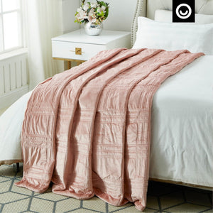 HomeRoots King Blush Quilted 25 Pound Weighted Blanket - Cozy, Breathable Comfort for Relaxing Sleep & Style 531141
