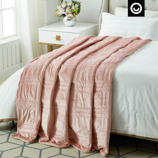 HomeRoots King Blush Quilted 25 Pound Weighted Blanket - Cozy, Breathable Comfort for Relaxing Sleep & Style 531141