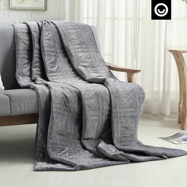 HomeRoots King Gray Quilted Weighted Blanket – 25 lb for Stress Relief, Breathable Comfort & Year-Round Use 531143