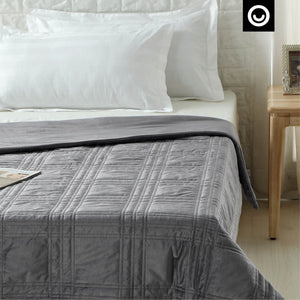 HomeRoots King Gray Quilted Weighted Blanket – 25 lb for Stress Relief, Breathable Comfort & Year-Round Use 531143