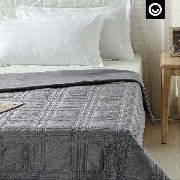 HomeRoots King Gray Quilted Weighted Blanket – 25 lb for Stress Relief, Breathable Comfort & Year-Round Use 531143
