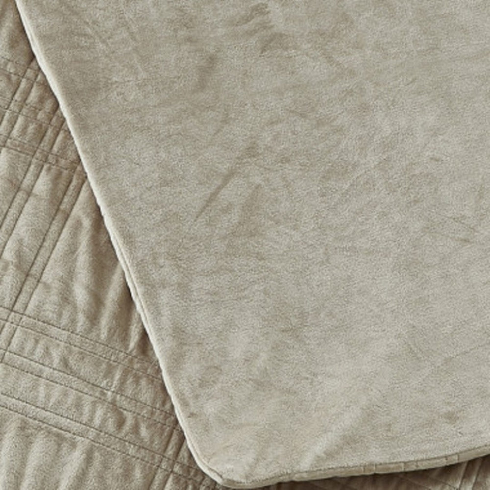 HomeRoots King Taupe Quilted Weighted Blanket - 25 lbs of Soothing Comfort for Stress Relief & Better Sleep 531147