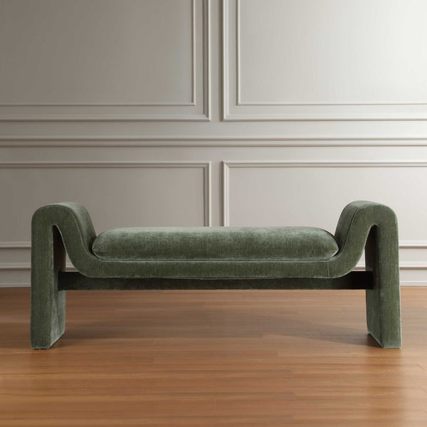 Uttermost Manson Sculptural Velvet Upholstered Bench for Entryway Bedroom Living Room