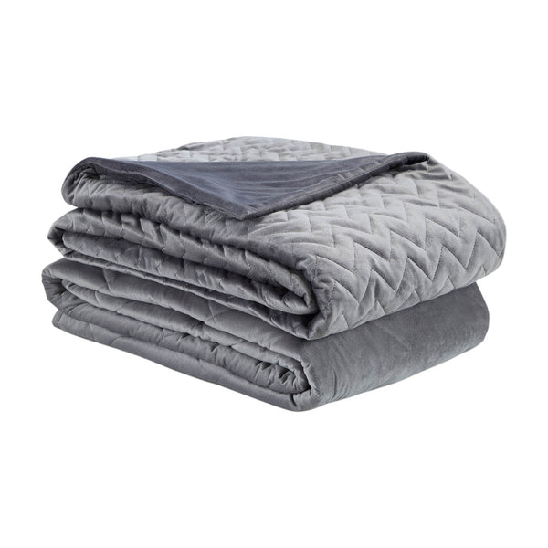 Homeroots 48" X 72" Gray Quilted Microfiber Twin Weighted Duvet Throw Blanket Grey Polyester 531154