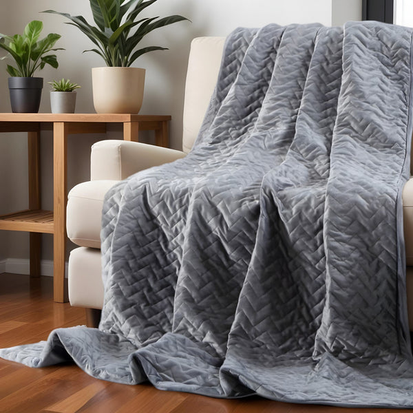 Homeroots 48" X 72" Gray Quilted Microfiber Twin Weighted Duvet Throw Blanket Grey Polyester 531154