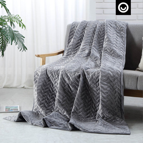 HomeRoots Twin Gray Polyester Quilted Weighted Blanket - 15 lb Cozy Comfort for Sleep, Travel, & Home Use 531158